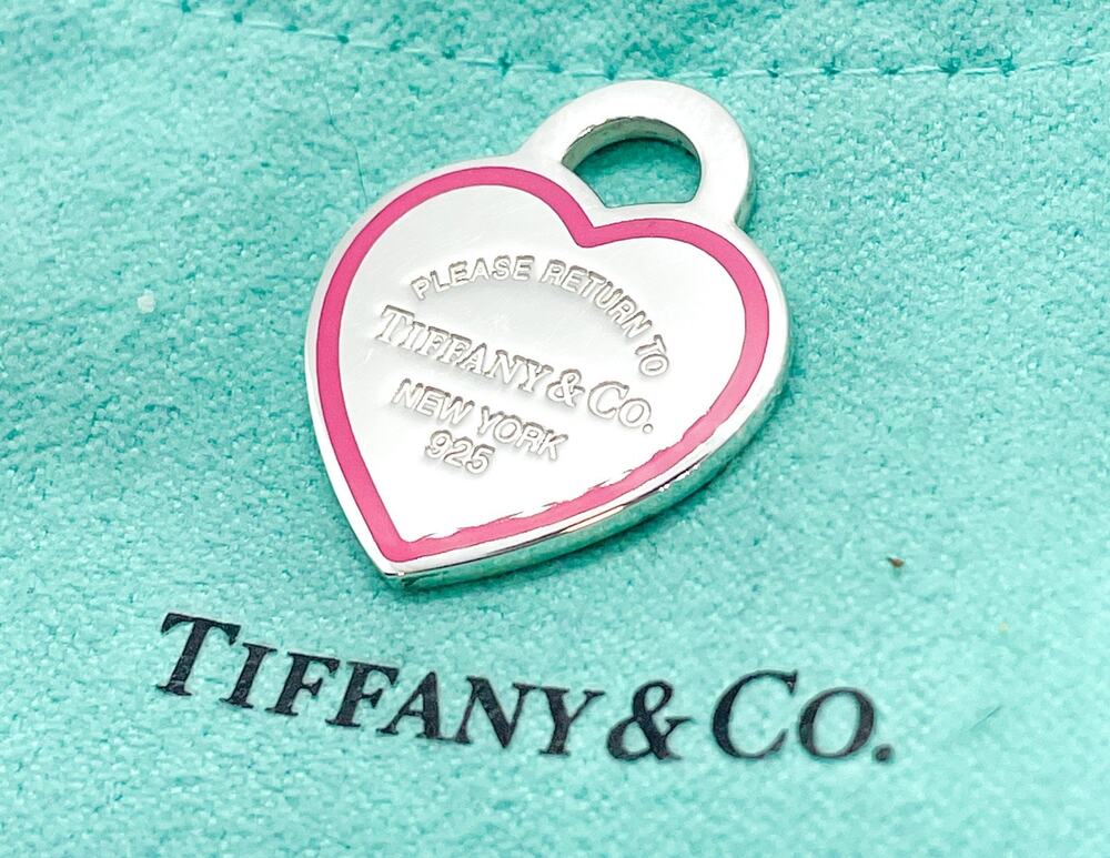 Tiffany & Co. Sterling Silver Pink Enamel Border Return to Tiffany Heart Pendant